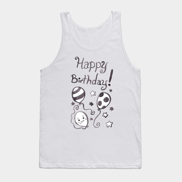 Watercolor Happy Birthday Balloons Tank Top by saradaboru